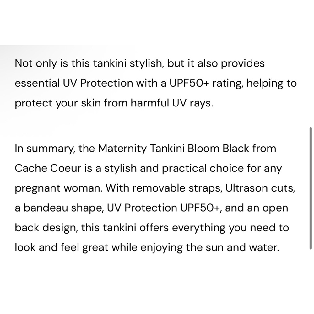 New Cache Coeur Maternity Tankini Bloom Black M - Picture 5 of 6